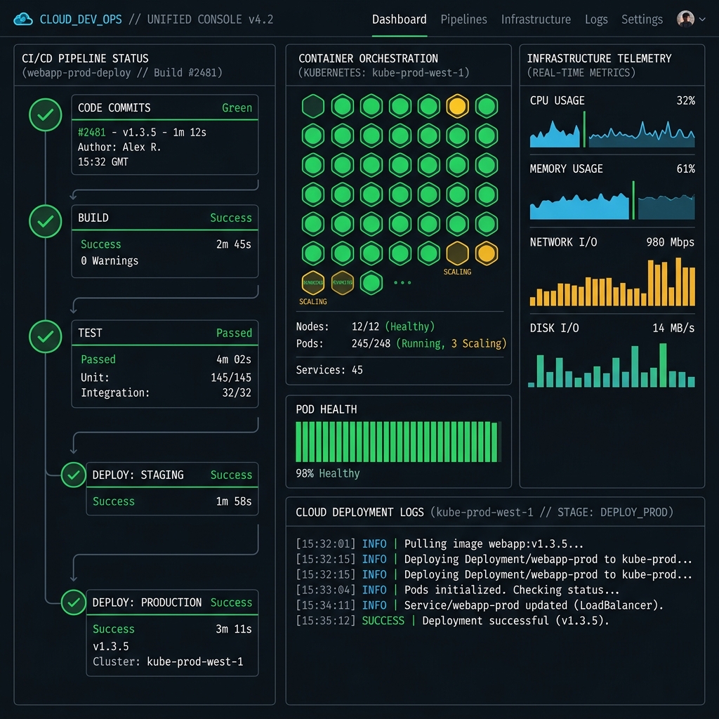 DevOps CI/CD Deployment Telemetry & Cloud Console
