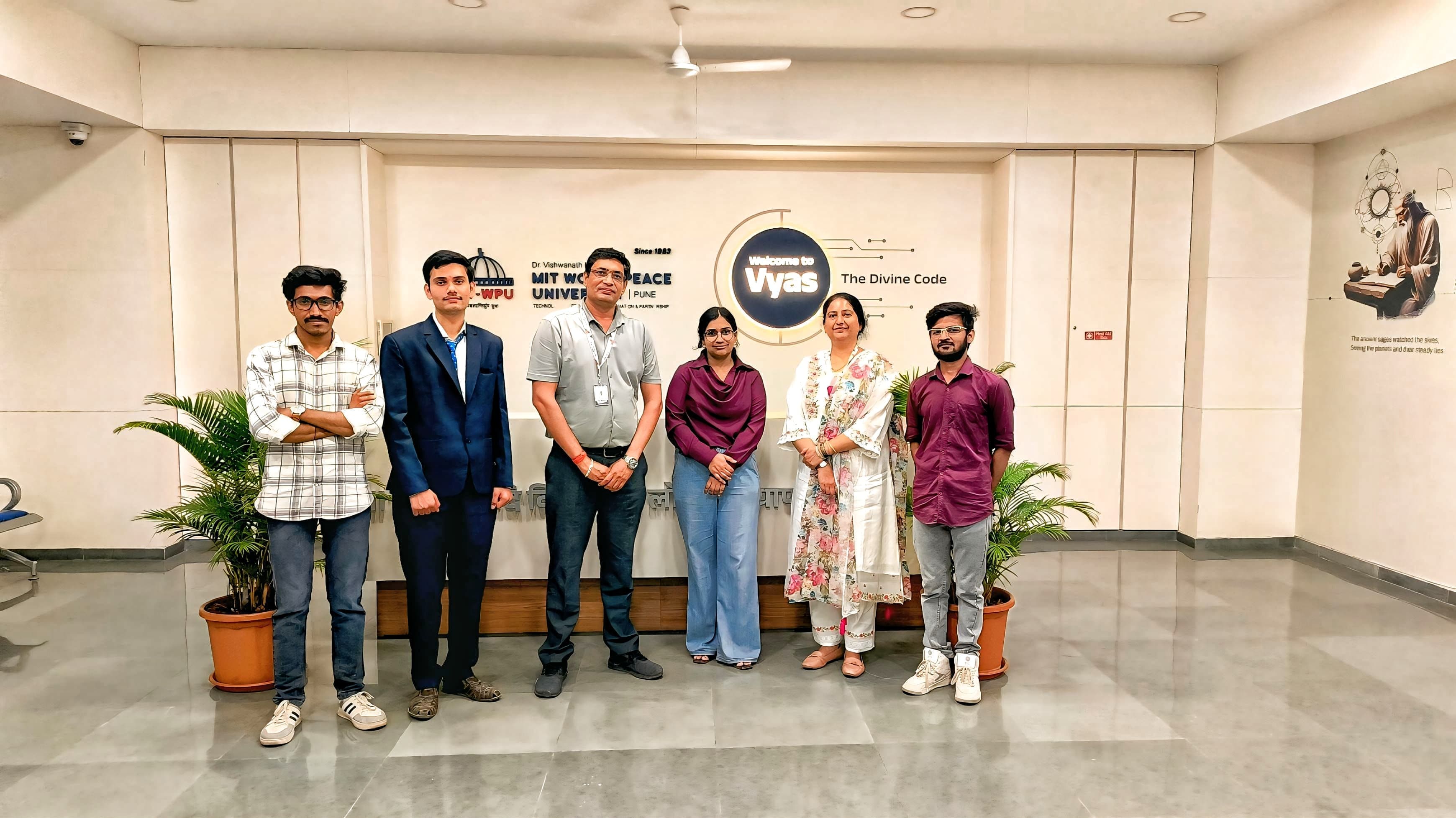 Mentoring team and builders at MIT WPU lobby